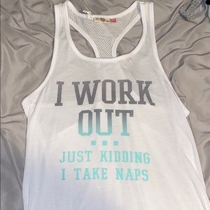 white worksout shirt